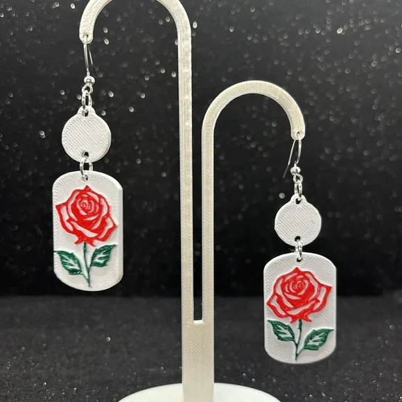 Red Rose Earrings - Picture 4 of 4